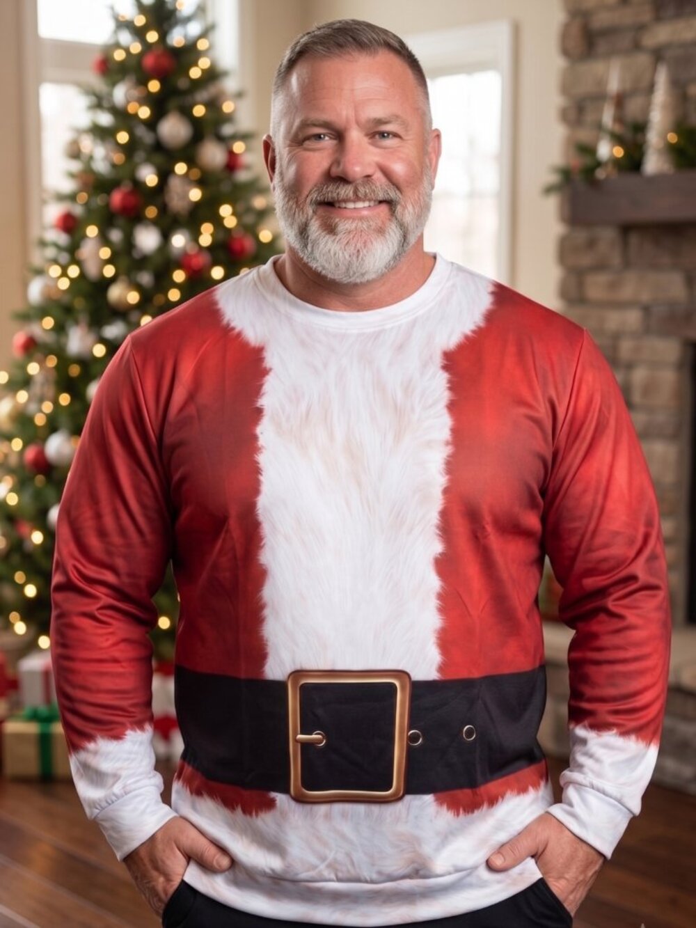 NWOT Santa Claus Suit Funny Graphic Ugly Christmas Sweatshirt Pullover | XLarge